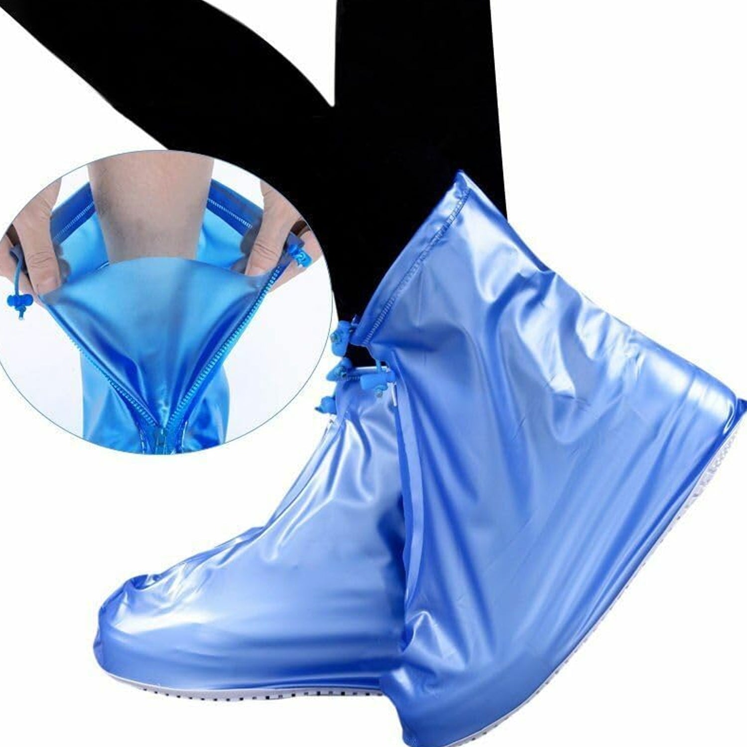 17960 Plastic Shoes Cover Reusable Anti-Slip Boots Zippered Overshoes Covers Transparent Waterproof Snow Rain Boots for Kids / Adult Shoes, for Rainy Season (1 Pair / Blue) 17960 Plastic Shoes Cover Reusable Anti-Slip Boots Zippered Overshoes Covers Transparent Waterproof Snow Rain Boots for Kids / Adult Shoes, for Rainy Season (1 Pair / Blue)